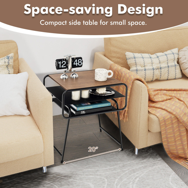 3-tier Compact Side End Table with Storage Shelf-CoffeeCostway Gallery View 9 of 10
